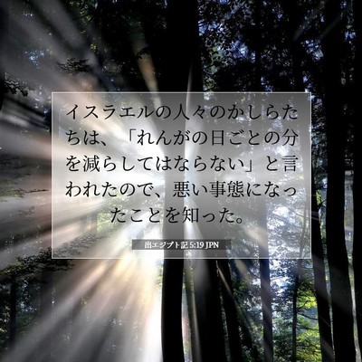 Picture 07 - 出エジプト記 5:19 JPN - イスラエルの人々のかしらたちは、 - Bible Verse Picture