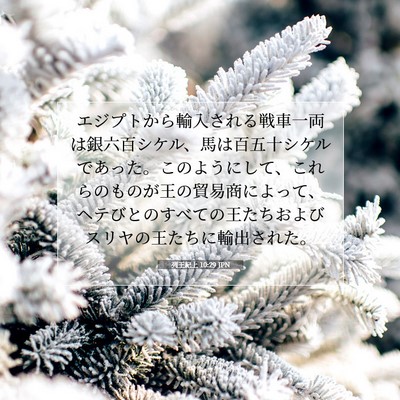 Picture 07 - 列王紀上 10:29 JPN - エジプトから輸入される戦車一両は - Bible Verse Picture