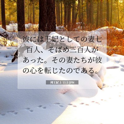Picture 07 - 列王紀上 11:3 JPN - 彼には王妃としての妻七百人、そば - Bible Verse Picture