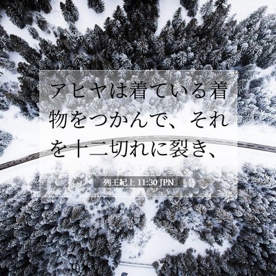 Picture 07 - 列王紀上 11:30 JPN - アヒヤは着ている着物をつかんで、 - Bible Verse Picture