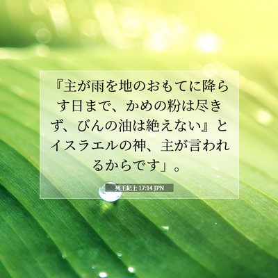 Picture 07 - 列王紀上 17:14 JPN - 『主が雨を地のおもてに降らす日ま - Bible Verse Picture