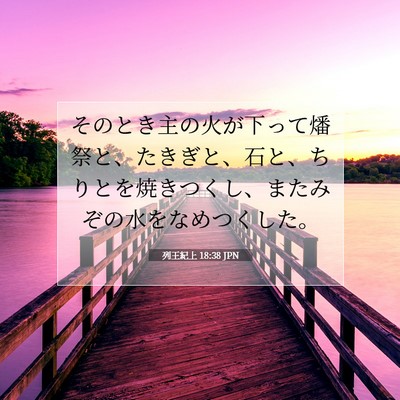 Picture 07 - 列王紀上 18:38 JPN - そのとき主の火が下って燔祭と、た - Bible Verse Picture