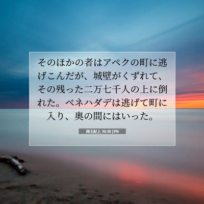 Picture 07 - 列王紀上 20:30 JPN - そのほかの者はアペクの町に逃げこ - Bible Verse Picture