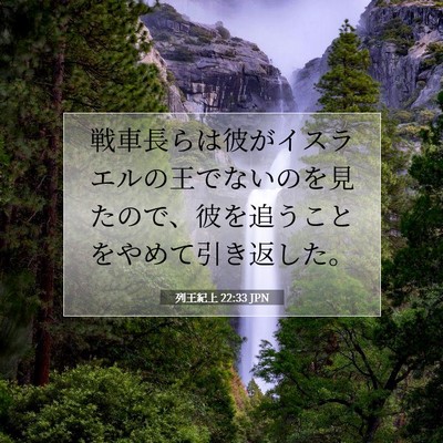 Picture 07 - 列王紀上 22:33 JPN - 戦車長らは彼がイスラエルの王でな - Bible Verse Picture