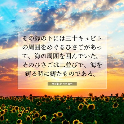 Picture 07 - 列王紀上 7:24 JPN - その縁の下には三十キュビトの周囲 - Bible Verse Picture