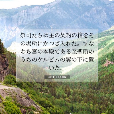 Picture 07 - 列王紀上 8:6 JPN - 祭司たちは主の契約の箱をその場所 - Bible Verse Picture