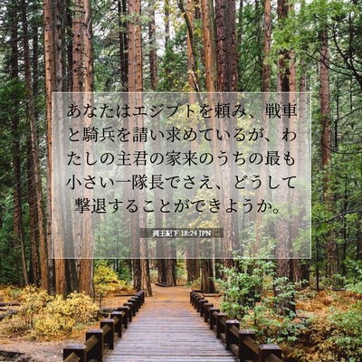 Picture 07 - 列王紀下 18:24 JPN - あなたはエジプトを頼み、戦車と騎 - Bible Verse Picture