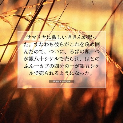 Picture 07 - 列王紀下 6:25 JPN - サマリヤに激しいききんが起った。 - Bible Verse Picture