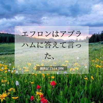 Picture 07 - 創世記 23:14 JPN - エフロンはアブラハムに答えて言っ - Bible Verse Picture