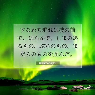 Picture 07 - 創世記 30:39 JPN - すなわち群れは枝の前で、はらんで - Bible Verse Picture