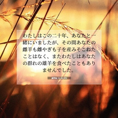 Picture 07 - 創世記 31:38 JPN - わたしはこの二十年、あなたと一緒 - Bible Verse Picture