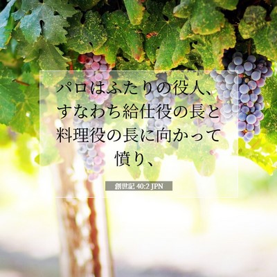 Picture 07 - 創世記 40:2 JPN - パロはふたりの役人、すなわち給仕 - Bible Verse Picture