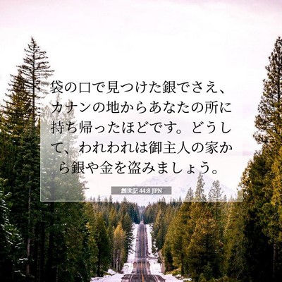Picture 07 - 創世記 44:8 JPN - 袋の口で見つけた銀でさえ、カナン - Bible Verse Picture