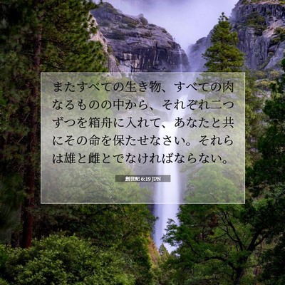 Picture 07 - 創世記 6:19 JPN - またすべての生き物、すべての肉な - Bible Verse Picture