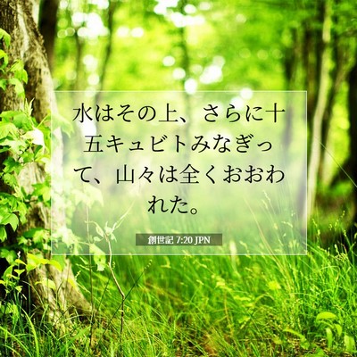 Picture 07 - 創世記 7:20 JPN - 水はその上、さらに十五キュビトみ - Bible Verse Picture