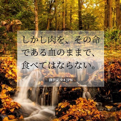 Picture 07 - 創世記 9:4 JPN - しかし肉を、その命である血のまま - Bible Verse Picture