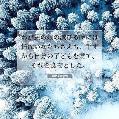 Picture 07 - 哀歌 4:10 JPN - わが民の娘の滅びる時には情深い女 - Bible Verse Picture