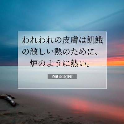 Picture 07 - 哀歌 5:10 JPN - われわれの皮膚は飢餓の激しい熱の - Bible Verse Picture