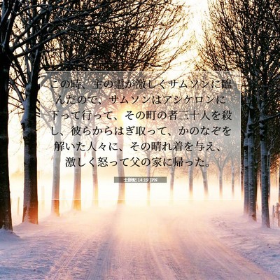 Picture 07 - 士師記 14:19 JPN - この時、主の霊が激しくサムソンに - Bible Verse Picture