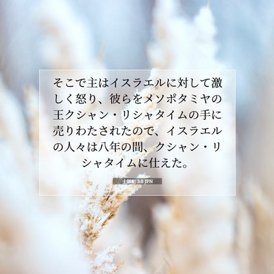 Picture 07 - 士師記 3:8 JPN - そこで主はイスラエルに対して激し - Bible Verse Picture