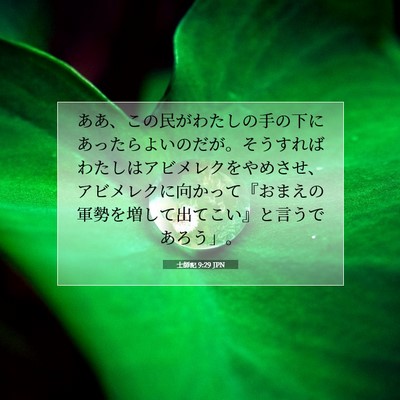 Picture 07 - 士師記 9:29 JPN - ああ、この民がわたしの手の下にあ - Bible Verse Picture