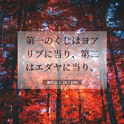 Picture 07 - 歴代志上 24:7 JPN - 第一のくじはヨアリブに当り、第二 - Bible Verse Picture