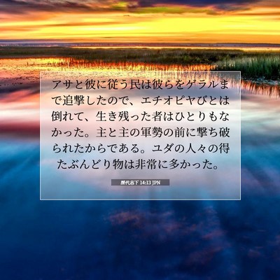Picture 07 - 歴代志下 14:13 JPN - アサと彼に従う民は彼らをゲラルま - Bible Verse Picture