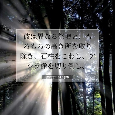 Picture 07 - 歴代志下 14:3 JPN - 彼は異なる祭壇と、もろもろの高き - Bible Verse Picture