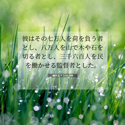 Picture 07 - 歴代志下 2:18 JPN - 彼はその七万人を荷を負う者とし、 - Bible Verse Picture