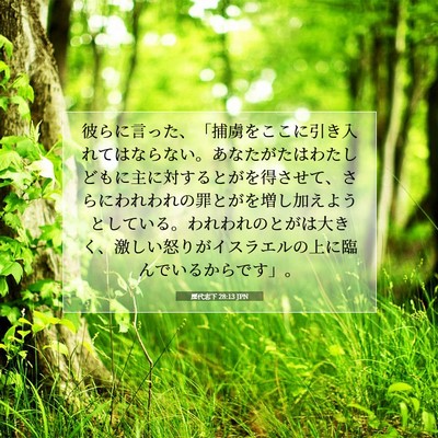 Picture 07 - 歴代志下 28:13 JPN - 彼らに言った、「捕虜をここに引き - Bible Verse Picture