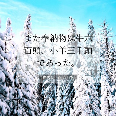 Picture 07 - 歴代志下 29:33 JPN - また奉納物は牛六百頭、小羊三千頭 - Bible Verse Picture