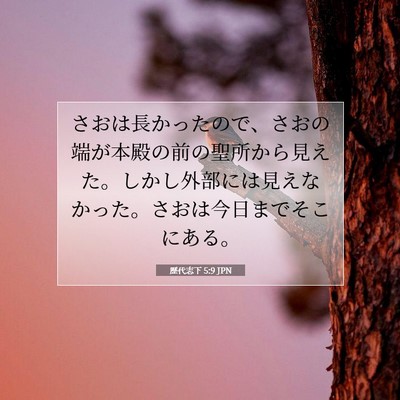 Picture 07 - 歴代志下 5:9 JPN - さおは長かったので、さおの端が本 - Bible Verse Picture