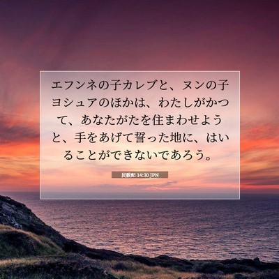 Picture 07 - 民数記 14:30 JPN - エフンネの子カレブと、ヌンの子ヨ - Bible Verse Picture