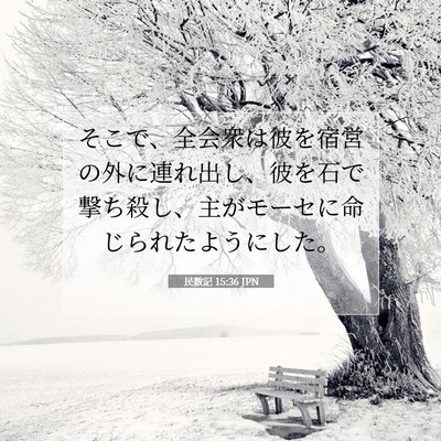 Picture 07 - 民数記 15:36 JPN - そこで、全会衆は彼を宿営の外に連 - Bible Verse Picture