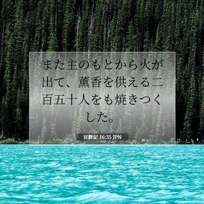 Picture 07 - 民数記 16:35 JPN - また主のもとから火が出て、薫香を - Bible Verse Picture