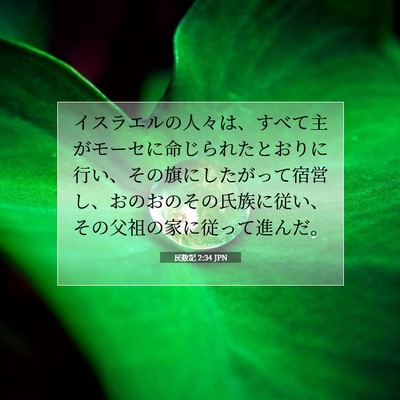 Picture 07 - 民数記 2:34 JPN - イスラエルの人々は、すべて主がモ - Bible Verse Picture