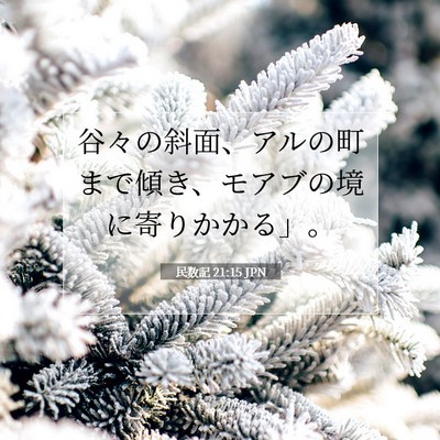 Picture 07 - 民数記 21:15 JPN - 谷々の斜面、アルの町まで傾き、モ - Bible Verse Picture