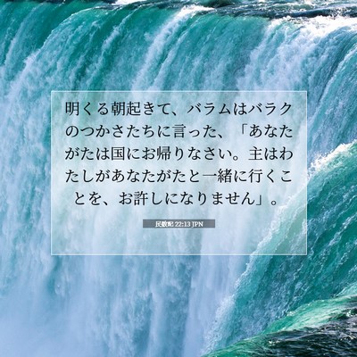 Picture 07 - 民数記 22:13 JPN - 明くる朝起きて、バラムはバラクの - Bible Verse Picture