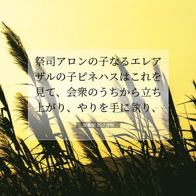 Picture 07 - 民数記 25:7 JPN - 祭司アロンの子なるエレアザルの子 - Bible Verse Picture