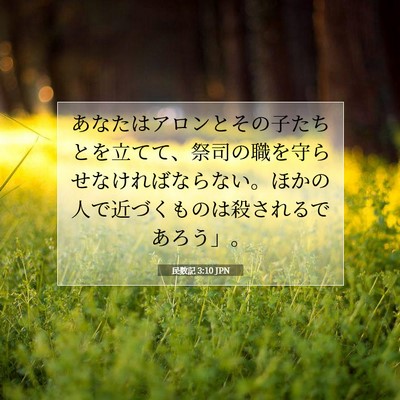 Picture 07 - 民数記 3:10 JPN - あなたはアロンとその子たちとを立 - Bible Verse Picture