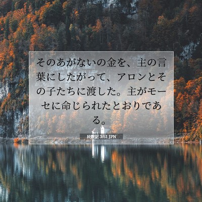 Picture 07 - 民数記 3:51 JPN - そのあがないの金を、主の言葉にし - Bible Verse Picture