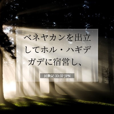 Picture 07 - 民数記 33:32 JPN - ベネヤカンを出立してホル・ハギデ - Bible Verse Picture