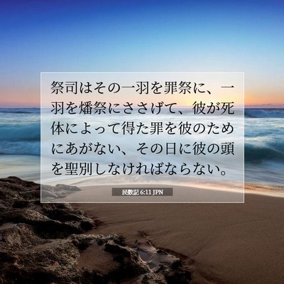 Picture 07 - 民数記 6:11 JPN - 祭司はその一羽を罪祭に、一羽を燔 - Bible Verse Picture