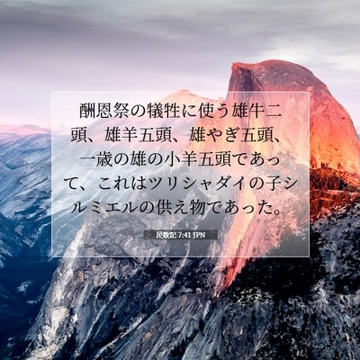 Picture 07 - 民数記 7:41 JPN - 酬恩祭の犠牲に使う雄牛二頭、雄羊 - Bible Verse Picture