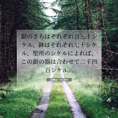 Picture 07 - 民数記 7:85 JPN - 銀のさらはそれぞれ百三十シケル、 - Bible Verse Picture