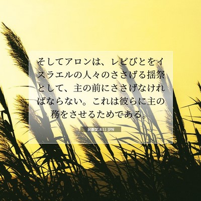 Picture 07 - 民数記 8:11 JPN - そしてアロンは、レビびとをイスラ - Bible Verse Picture