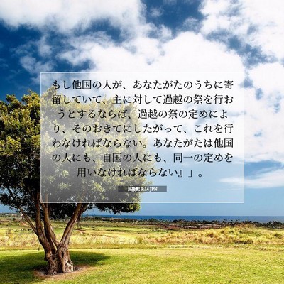 Picture 07 - 民数記 9:14 JPN - もし他国の人が、あなたがたのうち - Bible Verse Picture