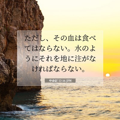 Picture 07 - 申命記 12:16 JPN - ただし、その血は食べてはならない - Bible Verse Picture