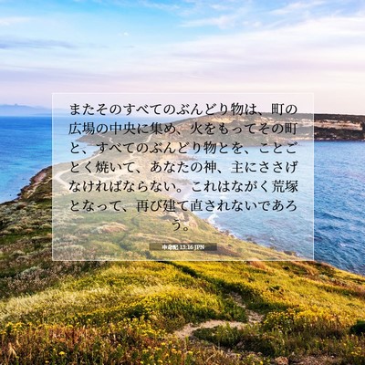 Picture 07 - 申命記 13:16 JPN - またそのすべてのぶんどり物は、町 - Bible Verse Picture
