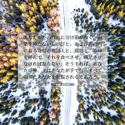 Picture 07 - 申命記 14:29 JPN - あなたがたのうちに分け前がなく、 - Bible Verse Picture